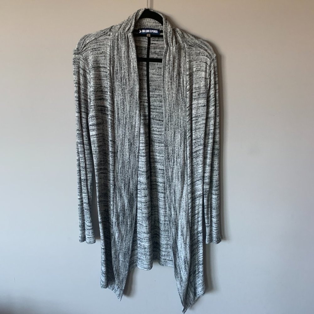 StitchFix Long Sleeve Top (cardigan) - Light Grey & Black Pattern